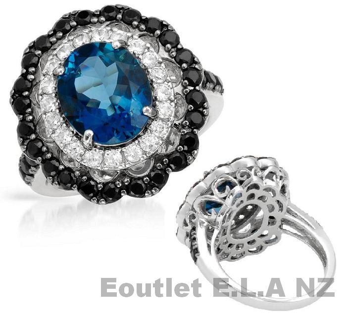 8.4ct GENUINE SPINEL+TOPAZ SOLID SILVER RING-size 12